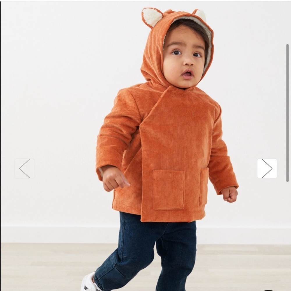 Hanna Andersson fox jacket Sherpa lined corduroy orange brown - Picture 2 of 16